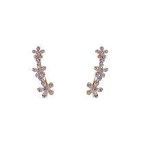 Fashion Zircon Purple Flower Integrated Ear Rows (thick Real Gold Plating) Zirconia Flower Integrated Stud Earrings