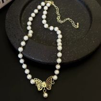 Fashion Main Picture Hollow Butterfly Pearl Necklace