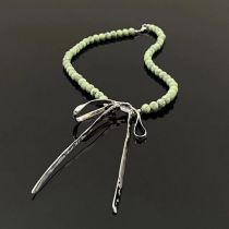 Fashion B Green Geometric Beaded Bow Necklace