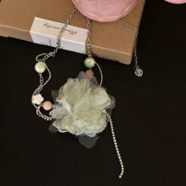 Fashion A Necklace Organza Three-dimensional Flower Pearl Necklace