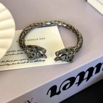 Fashion Silver Copper Diamond Leopard Bracelet
