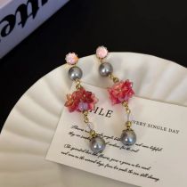 Fashion Section B Crystal Flower Pearl Beaded Earrings