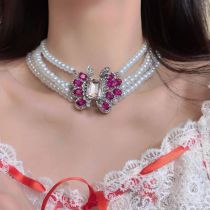 Fashion A Necklace Multi-layered Pearl Beaded And Diamond Necklace