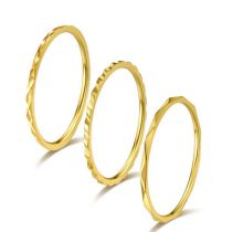 Fashion Gold Titanium Steel Geometric Round Ring Set