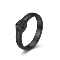 Fashion Black Titanium Steel Star Round Ring