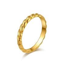 Fashion Gold Titanium Steel Twist Round Ring