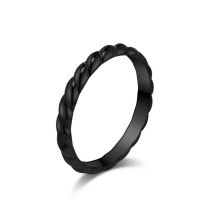 Fashion Black Titanium Steel Twist Round Ring
