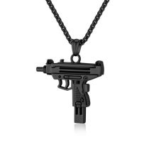 Fashion Black+pl001 Chain 3mm*60cm Titanium Steel Machine Gun Necklace For Men