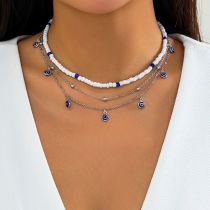 Fashion #3 Alloy Rice Beads Beaded Eyes Multi-layer Necklace