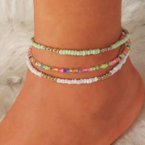 Fashion #1 Transparent Contrast Color Rice Bead Anklet Set