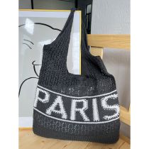 Fashion Dark Gray Knitted Hollow Woven Shoulder Bag