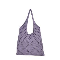 Fashion Purple Woven Hollow Large Capacity Shoulder Bag