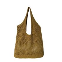 Fashion Camel Woven Hollow Large Capacity Shoulder Bag