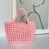 Fashion Pink Woven Hollow Large Capacity Handbag