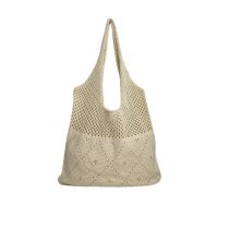 Fashion Apricot Woven Hollow Large Capacity Shoulder Bag