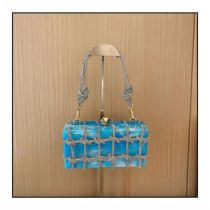 Fashion Lake Blue Acrylic Diamond Woven Shoulder Bag