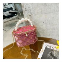 Fashion 1# Colored Diamond Rose Pink Diamond (with Rose Pink Inner Bag) Alloy Diamond Diamond Crossbody Bag