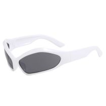Fashion Solid White Gray Flakes Ac Shaped Small Frame Sunglasses