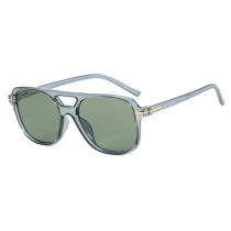 Fashion Transparent Gray Dark Green Double Bridge Large Frame Sunglasses