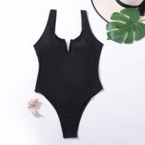 Fashion Black V-neck Swimsuit One-piece