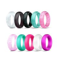 Fashion 10 Color Sets Silicone Glitter Round Ring Set