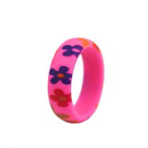 Fashion Rose Red Silicone Printed Round Ring