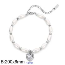 Fashion Steel White Stainless Steel Diamond Love Pearl Beaded Bracelet