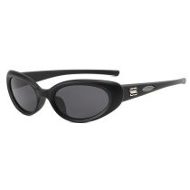 Fashion Black Frame Gray Film Pc Rainbow Oval Sunglasses