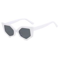 Fashion Solid White Gray Flakes Irregular Cat Eye Sunglasses