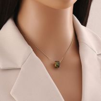 Fashion 4# Green Copper Square Diamond Necklace