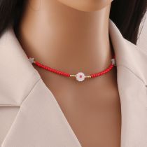 Fashion 7#red Rice Beaded Flower Necklace