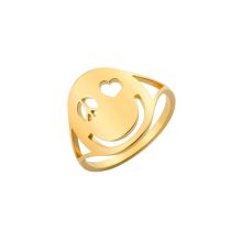 Fashion Gold Titanium Steel Smiley Ring