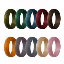 Fashion 10 Color Set 1 Tree Pattern Silicone Round Ring Set