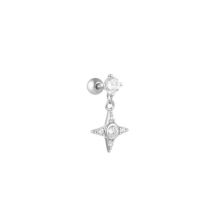 Fashion Single White Gold #7 Silver Diamond Geometric Piercing Nails (single)