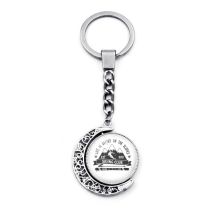 Fashion 9# Alloy Printed Round Moon Keychain