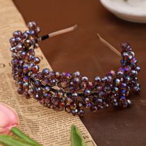Fashion Dark Purple Crystal Braided Headband