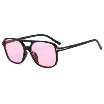 Fashion Black Frame Pink Tablets Square Frame Double Bridge Sunglasses