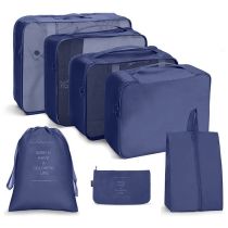 Fashion Seven-piece Set-navy Blue Polyester Large Capacity Storage Bag Set