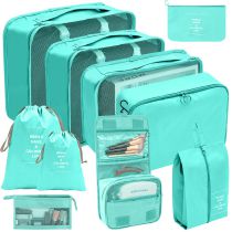 Fashion Toiletries And Cosmetic Bags (set Of Ten) Bright Blue Polyester Large Capacity Storage Bag Set