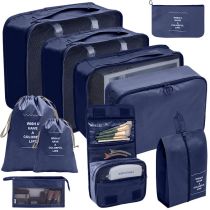 Fashion Toiletries Bags Cosmetic Bags (ten-piece Set) Navy Polyester Large Capacity Storage Bag Set