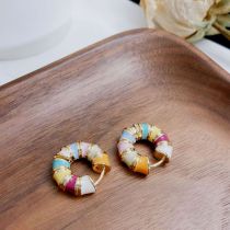 Fashion Colorful Glaze Earrings (real Gold Plating To Preserve Color) Copper Drop Glaze Round Earrings
