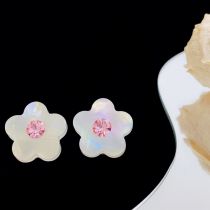 Fashion Flowers Resin Diamond Flower Stud Earrings
