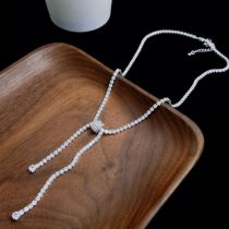 Fashion Flash Diamond Bow Copper And Diamond Claw Chain Necklace