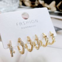 Fashion 5# Copper And Diamond Geometric Earring Set