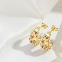 Fashion Colored Zirconium Model Copper Diamond Geometric Earrings