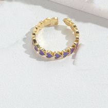 Fashion Purple Copper Drop Oil Love Open Ring