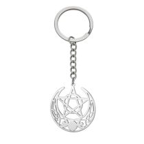 Fashion Steel Color Titanium Steel Hollow Star And Moon Keychain