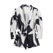 Fashion Color Polyester Painted Strap Long Sleeve Jacket