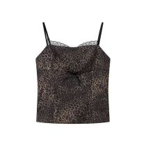 Fashion Black Polyester Leopard Print Camisole