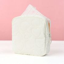 Fashion White Skin Pu Quilted Love Square Storage Bag